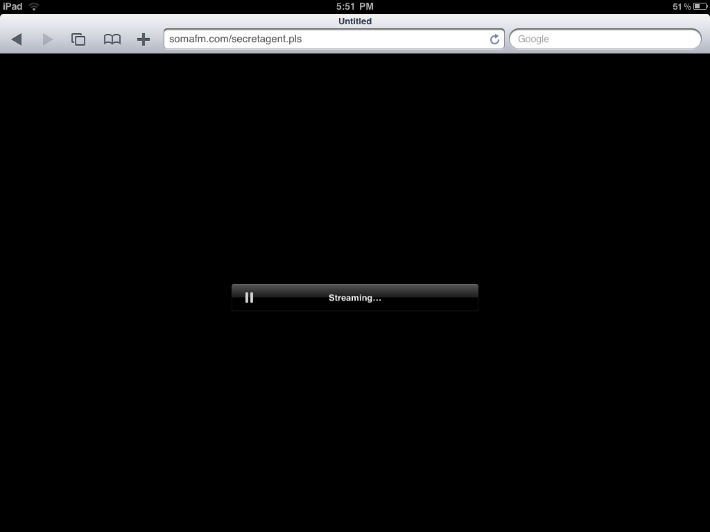 Screenshot of Safari playing the audio stream