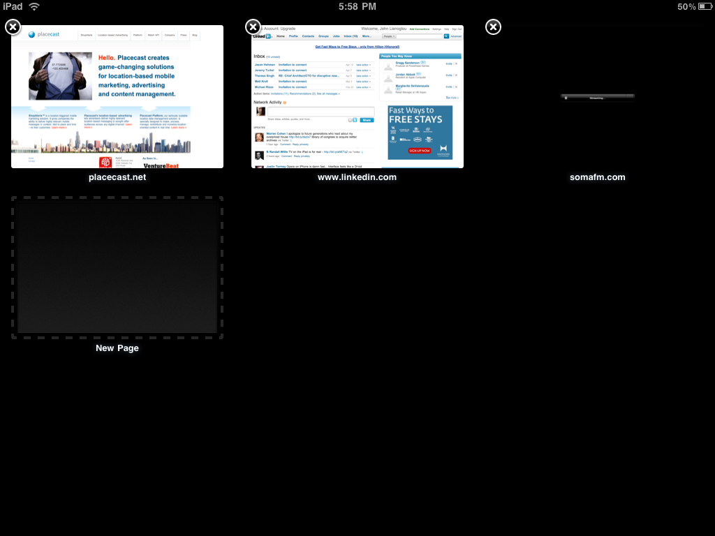 A screenshot of Safari's tabs manager